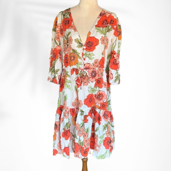 Label of Love Dresses & Skirts - SOLD Label of Love Floral Mini V-neck Dress Size XL Tropical Summer Coastal